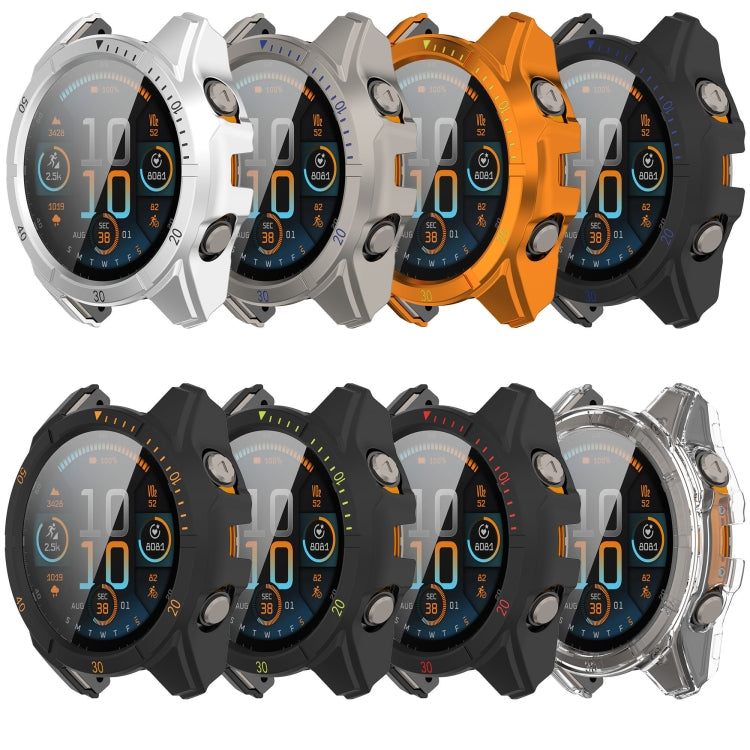 For Garmin Fenix 8 AMOLED 43mm Tempered Glass Film Integrated PC Watch Case(Black Red) - free shipping - PMC TechLife - Order now!