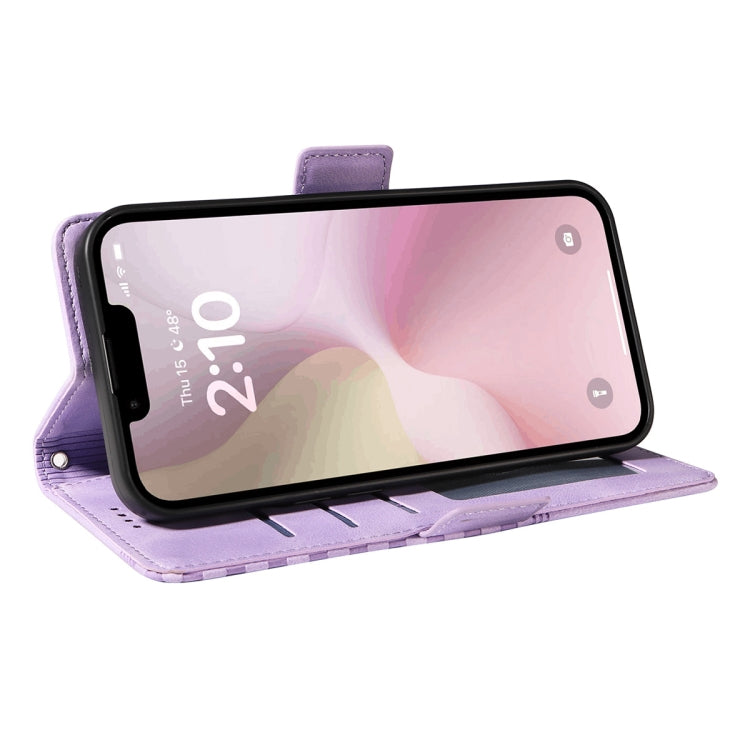 For iPhone 16e ENKAY Embossed Rhombus Starry Leather Phone Case with Screen Film(Purple) - iPhone 16e Cases by ENKAY | Online Shopping South Africa | PMC TechLife | Buy Now Pay Later Mobicred