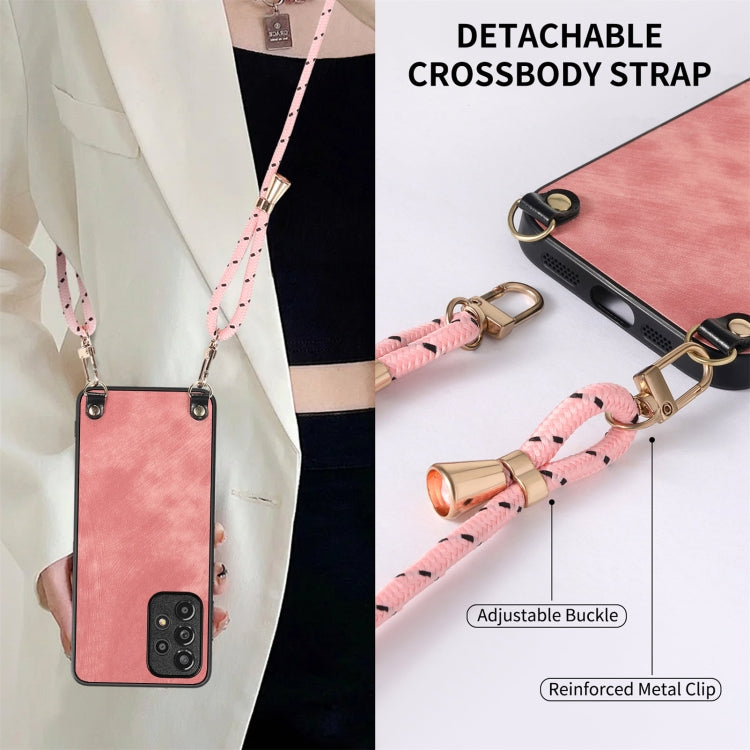 For Samsung Galaxy S25 5G Vintage Leather PC Back Cover Phone Case with Crossbody Strap(Pink) - Galaxy S25 5G Cases by PMC Jewellery | Online Shopping South Africa | PMC Jewellery | Buy Now Pay Later Mobicred