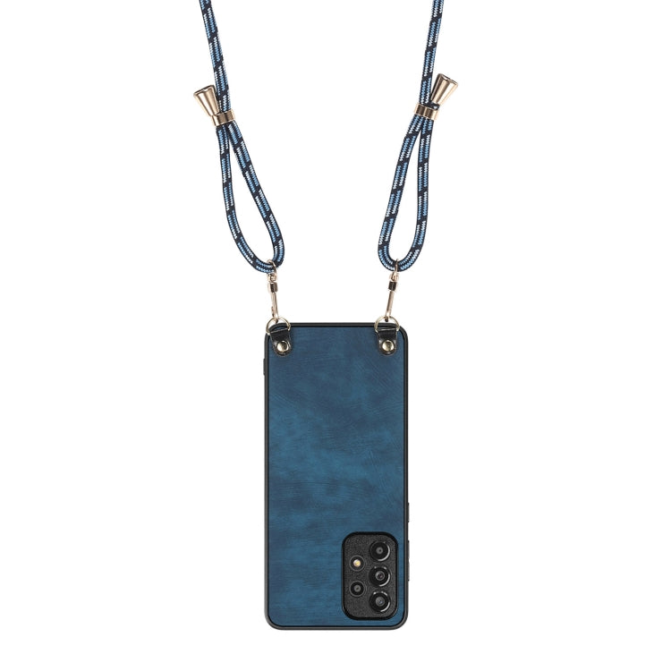 For Samsung Galaxy S25 5G Vintage Leather PC Back Cover Phone Case with Crossbody Strap(Blue) - Galaxy S25 5G Cases by PMC Jewellery | Online Shopping South Africa | PMC Jewellery | Buy Now Pay Later Mobicred