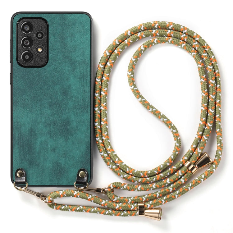 For Samsung Galaxy S25 5G Vintage Leather PC Back Cover Phone Case with Crossbody Strap(Green) - Galaxy S25 5G Cases by PMC Jewellery | Online Shopping South Africa | PMC Jewellery | Buy Now Pay Later Mobicred