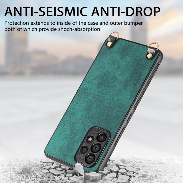 For Samsung Galaxy S25 5G Vintage Leather PC Back Cover Phone Case with Crossbody Strap(Green) - Galaxy S25 5G Cases by PMC Jewellery | Online Shopping South Africa | PMC Jewellery | Buy Now Pay Later Mobicred