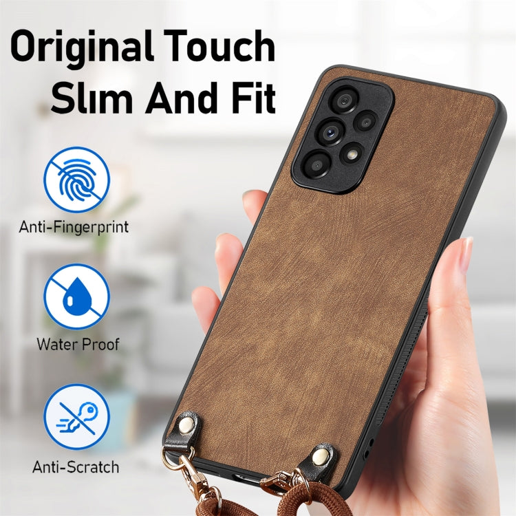 For Samsung Galaxy S25 5G Vintage Leather PC Back Cover Phone Case with Crossbody Strap(Brown) - Galaxy S25 5G Cases by PMC Jewellery | Online Shopping South Africa | PMC Jewellery | Buy Now Pay Later Mobicred