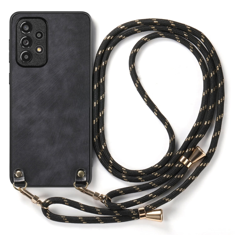 For Samsung Galaxy S25+ 5G Vintage Leather PC Back Cover Phone Case with Crossbody Strap(Black) - Galaxy S25+ 5G Cases by PMC Jewellery | Online Shopping South Africa | PMC Jewellery | Buy Now Pay Later Mobicred