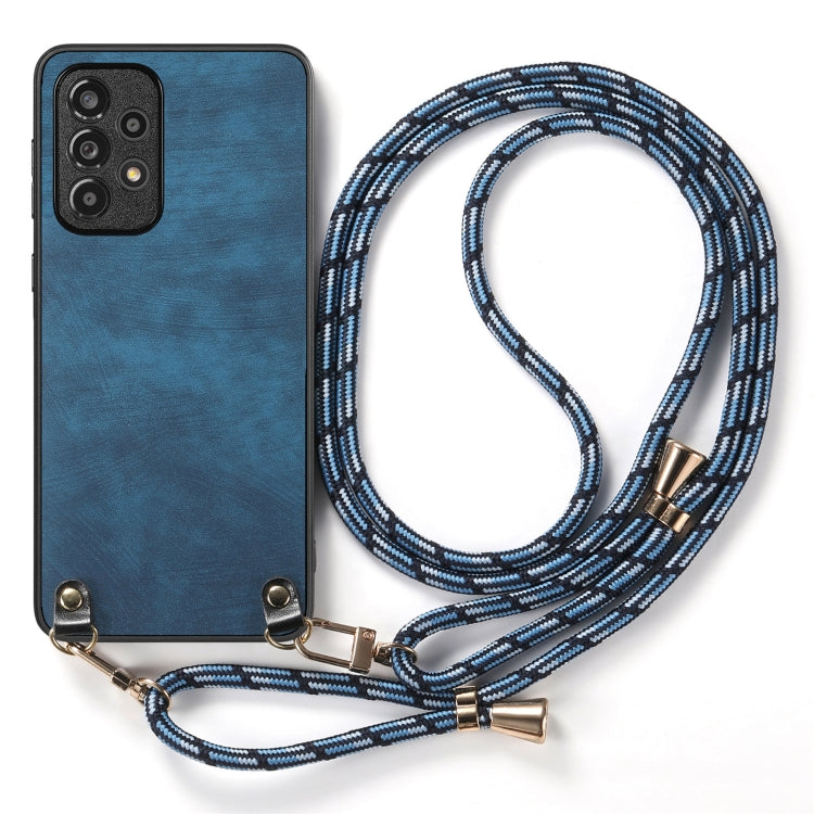 For Samsung Galaxy S25+ 5G Vintage Leather PC Back Cover Phone Case with Crossbody Strap(Blue) - Galaxy S25+ 5G Cases by PMC Jewellery | Online Shopping South Africa | PMC Jewellery | Buy Now Pay Later Mobicred