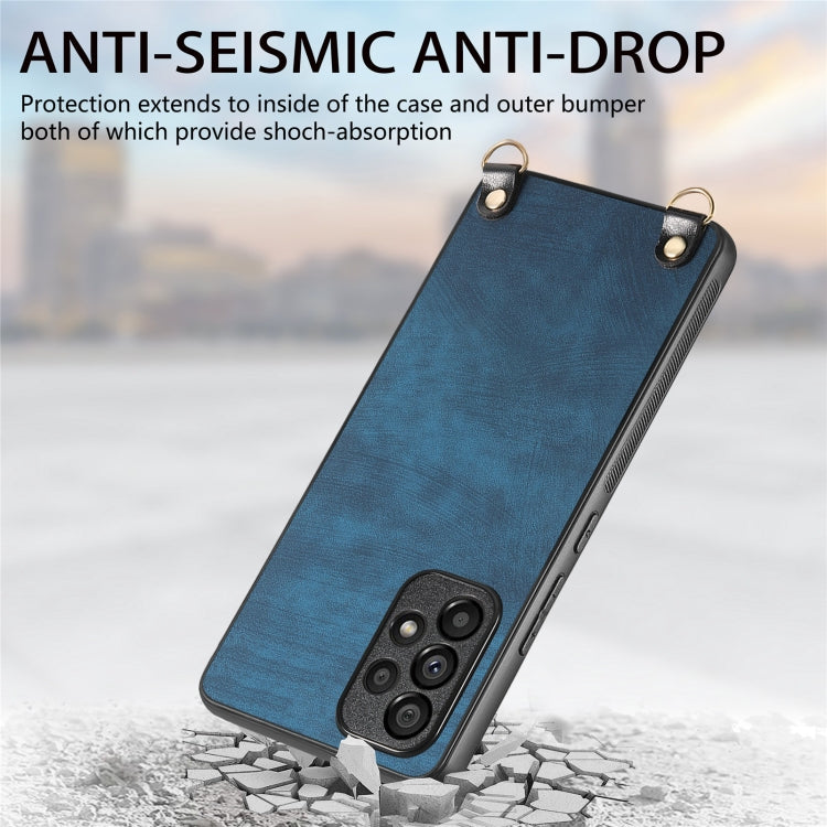 For Samsung Galaxy S25+ 5G Vintage Leather PC Back Cover Phone Case with Crossbody Strap(Blue) - Galaxy S25+ 5G Cases by PMC Jewellery | Online Shopping South Africa | PMC Jewellery | Buy Now Pay Later Mobicred