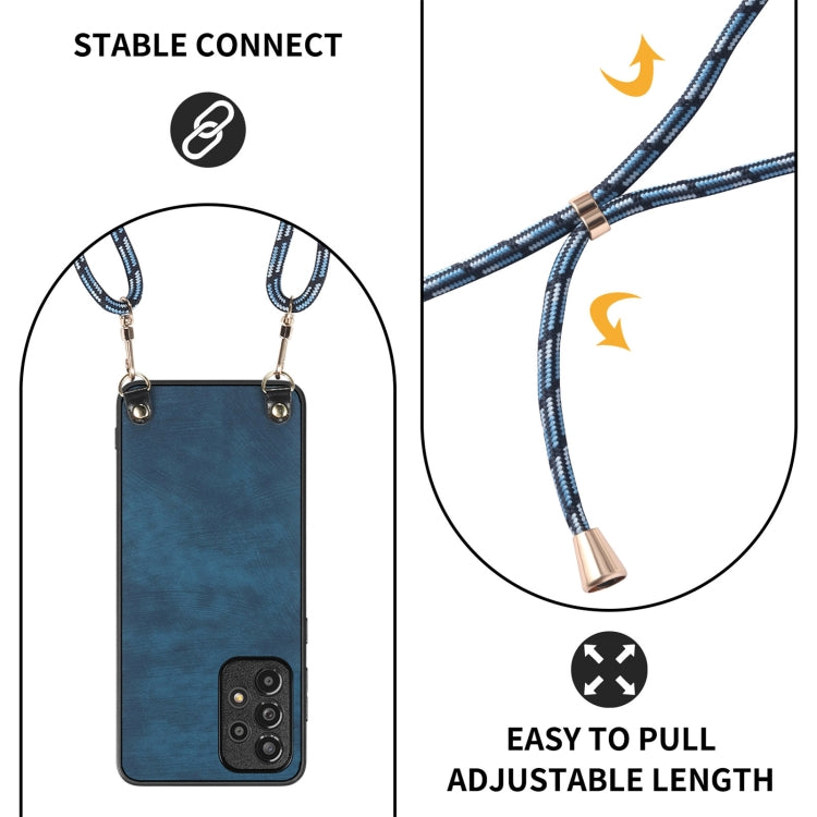 For Samsung Galaxy S25+ 5G Vintage Leather PC Back Cover Phone Case with Crossbody Strap(Blue) - Galaxy S25+ 5G Cases by PMC Jewellery | Online Shopping South Africa | PMC Jewellery | Buy Now Pay Later Mobicred