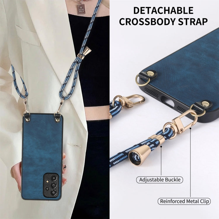 For Samsung Galaxy S25+ 5G Vintage Leather PC Back Cover Phone Case with Crossbody Strap(Blue) - Galaxy S25+ 5G Cases by PMC Jewellery | Online Shopping South Africa | PMC Jewellery | Buy Now Pay Later Mobicred