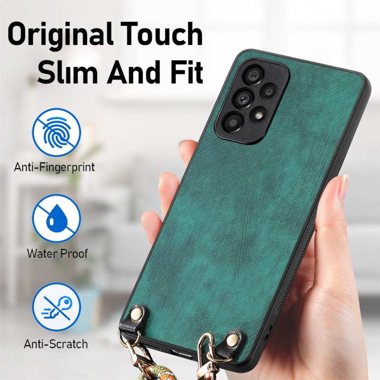 For Samsung Galaxy S25+ 5G Vintage Leather PC Back Cover Phone Case with Crossbody Strap(Green) - Galaxy S25+ 5G Cases by PMC Jewellery | Online Shopping South Africa | PMC Jewellery | Buy Now Pay Later Mobicred