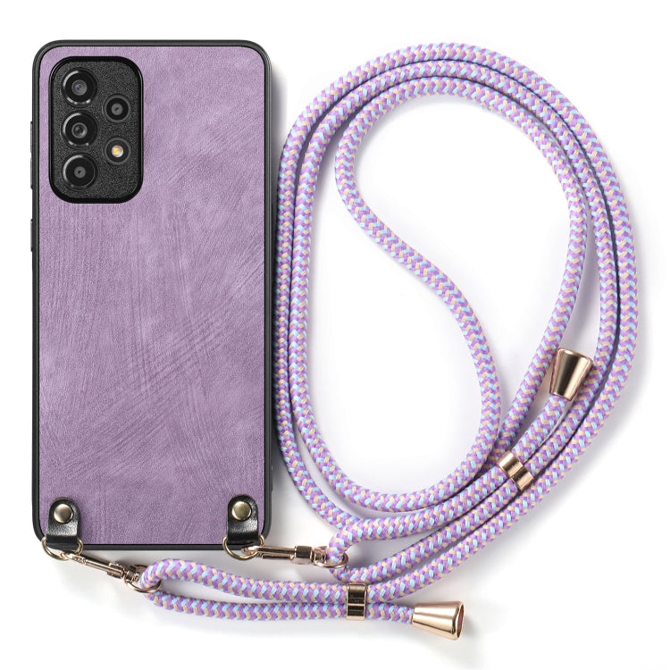 For Samsung Galaxy S25+ 5G Vintage Leather PC Back Cover Phone Case with Crossbody Strap(Purple) - Galaxy S25+ 5G Cases by PMC Jewellery | Online Shopping South Africa | PMC Jewellery | Buy Now Pay Later Mobicred