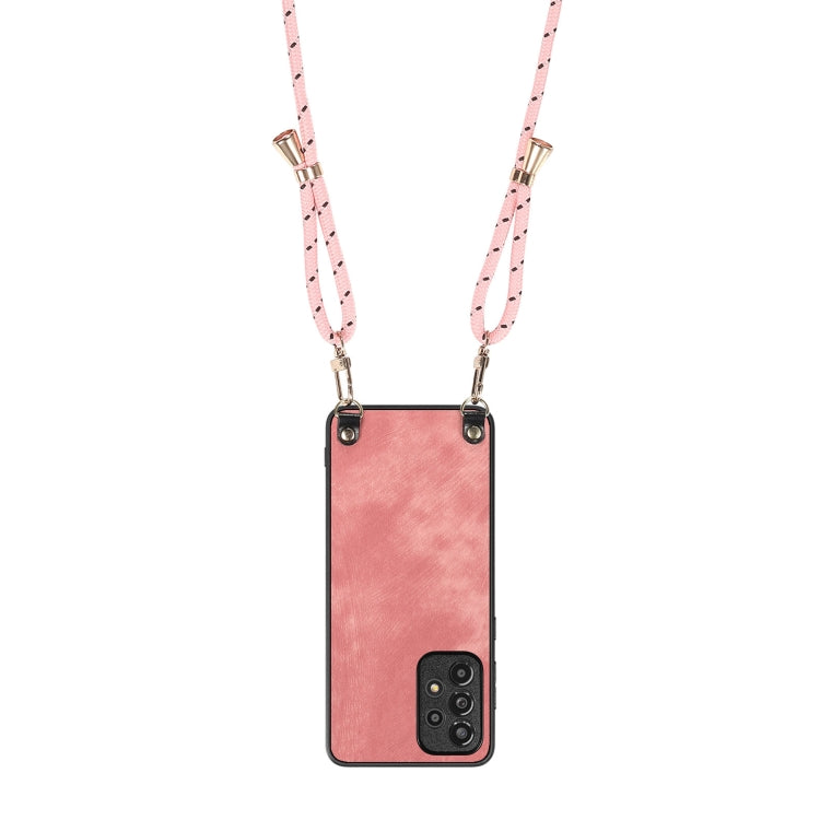 For Samsung Galaxy S25 Ultra 5G Vintage Leather PC Back Cover Phone Case with Crossbody Strap(Pink) - Galaxy S25 Ultra 5G Cases by PMC Jewellery | Online Shopping South Africa | PMC Jewellery | Buy Now Pay Later Mobicred