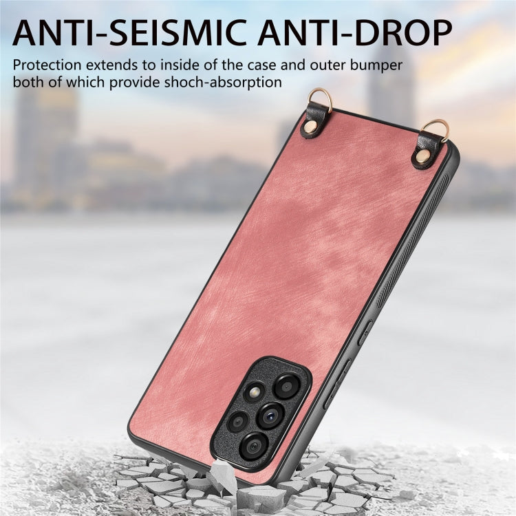 For Samsung Galaxy S25 Ultra 5G Vintage Leather PC Back Cover Phone Case with Crossbody Strap(Pink) - Galaxy S25 Ultra 5G Cases by PMC Jewellery | Online Shopping South Africa | PMC Jewellery | Buy Now Pay Later Mobicred