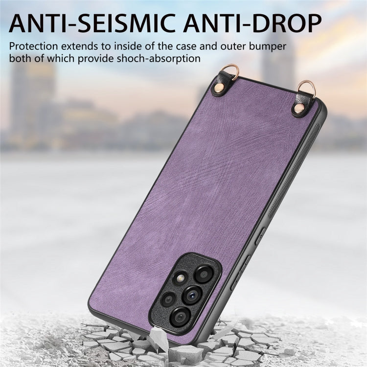 For Samsung Galaxy S25 Ultra 5G Vintage Leather PC Back Cover Phone Case with Crossbody Strap(Purple) - Galaxy S25 Ultra 5G Cases by PMC Jewellery | Online Shopping South Africa | PMC Jewellery | Buy Now Pay Later Mobicred