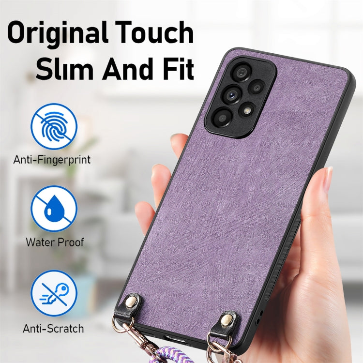 For Samsung Galaxy S25 Ultra 5G Vintage Leather PC Back Cover Phone Case with Crossbody Strap(Purple) - Galaxy S25 Ultra 5G Cases by PMC Jewellery | Online Shopping South Africa | PMC Jewellery | Buy Now Pay Later Mobicred