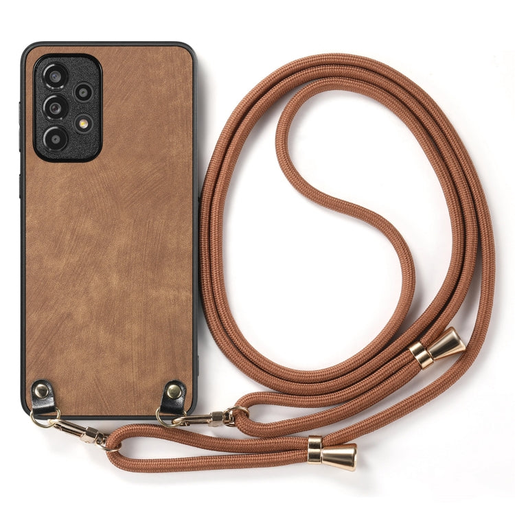 For Samsung Galaxy S25 Ultra 5G Vintage Leather PC Back Cover Phone Case with Crossbody Strap(Brown) - Galaxy S25 Ultra 5G Cases by PMC Jewellery | Online Shopping South Africa | PMC Jewellery | Buy Now Pay Later Mobicred
