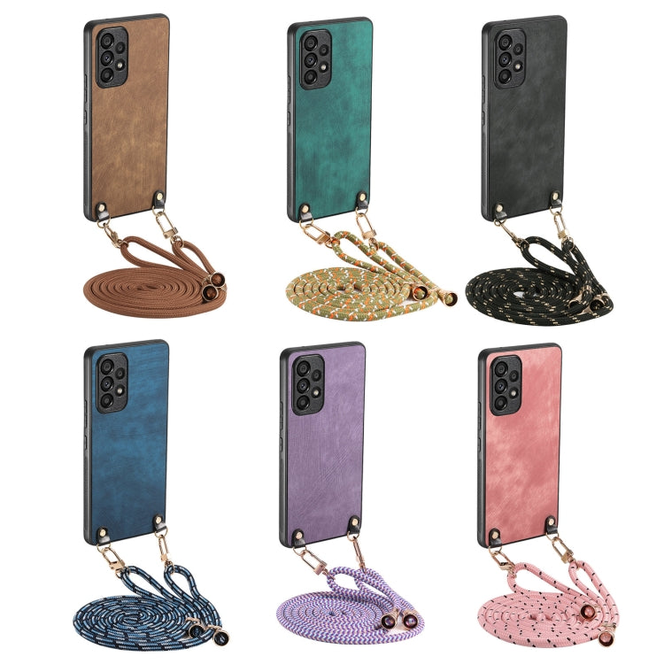 For Samsung Galaxy S25 5G Vintage Leather PC Back Cover Phone Case with Crossbody Strap(Blue) - Galaxy S25 5G Cases by PMC Jewellery | Online Shopping South Africa | PMC Jewellery | Buy Now Pay Later Mobicred