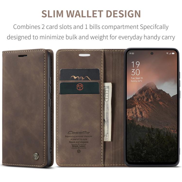 For OPPO Reno12 F /12 FS 5G CaseMe 013 Multifunctional Horizontal Flip Leather Phone Case(Coffee) - free shipping - PMC Jewellery - Order now!