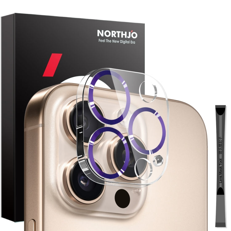 For iPhone 16 Pro / 16 Pro Max NORTHJO Camera Lens Protector CD Veins 3D Tempered Glass Film(Purple) - free shipping - PMC Jewellery - Order now!