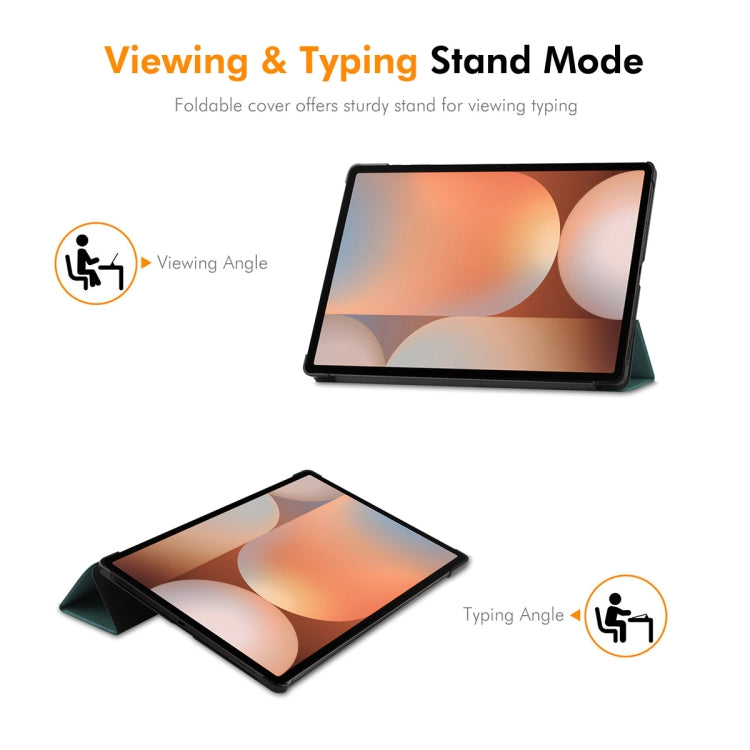 For Samsung Galaxy Tab S10 Ultra / S9 Ultra ENKAY Tri-fold Custer Texture Plastic Leather Smart Tablet Case with Pen Slot(Grey) - free shipping - PMC Jewellery - Order now!