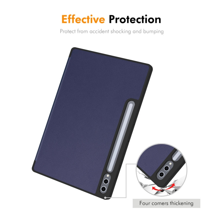 For Samsung Galaxy Tab S10+ / S9+ / S9 FE+ ENKAY Tri-fold Custer Texture TPU Leather Smart Tablet Case with Pen Slot(Grey) - free shipping - PMC Jewellery - Order now!