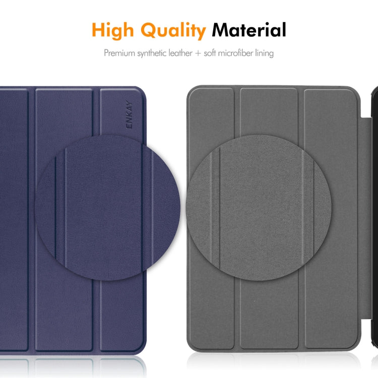 For Samsung Galaxy Tab S10+ / S9+ / S9 FE+ ENKAY Tri-fold Custer Texture TPU Leather Smart Tablet Case with Pen Slot(Grey) - free shipping - PMC Jewellery - Order now!