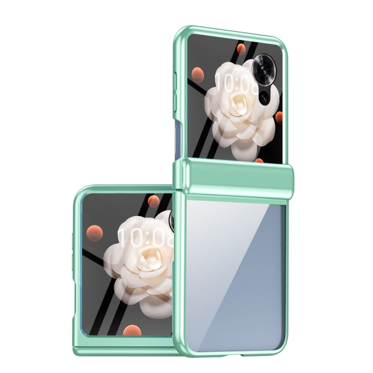 For Honor Magic V Flip Plating Transparent Folding Hinged Phone Case(Green) - Honor Cases by PMC TechLife | Online Shopping South Africa | PMC TechLife | Buy Now Pay Later Mobicred