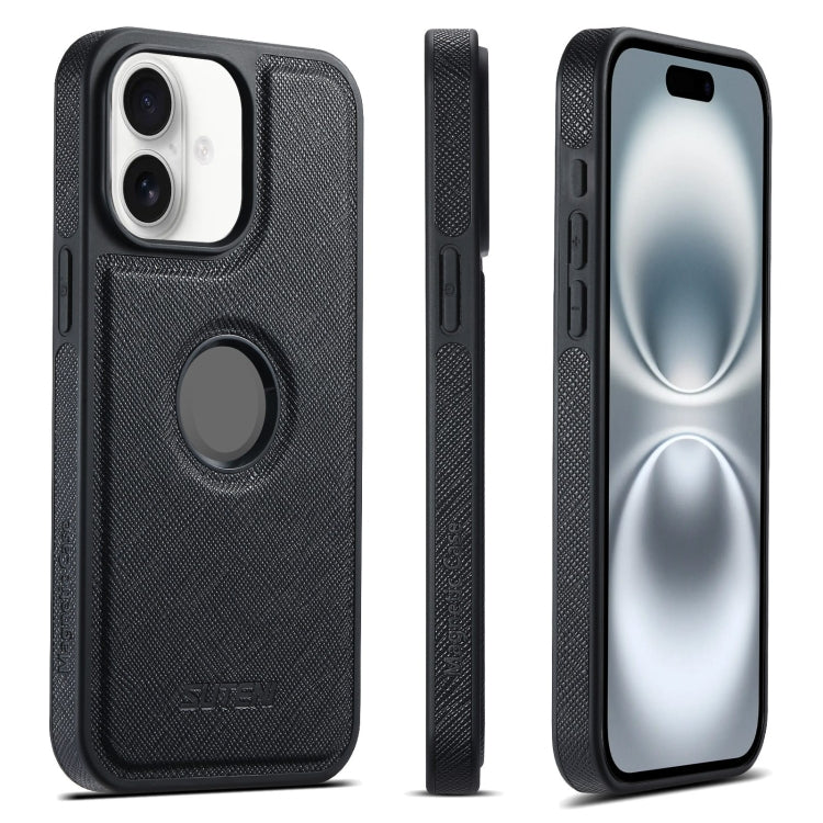 For iPhone 16 Suteni G1 Cross Texture MagSafe Phone Case(Black) - free shipping - PMC Jewellery - Order now!