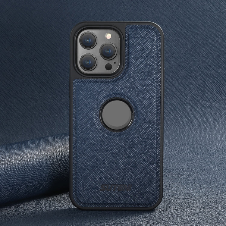 For iPhone 16 Suteni G1 Cross Texture MagSafe Phone Case(Blue) - free shipping - PMC Jewellery - Order now!