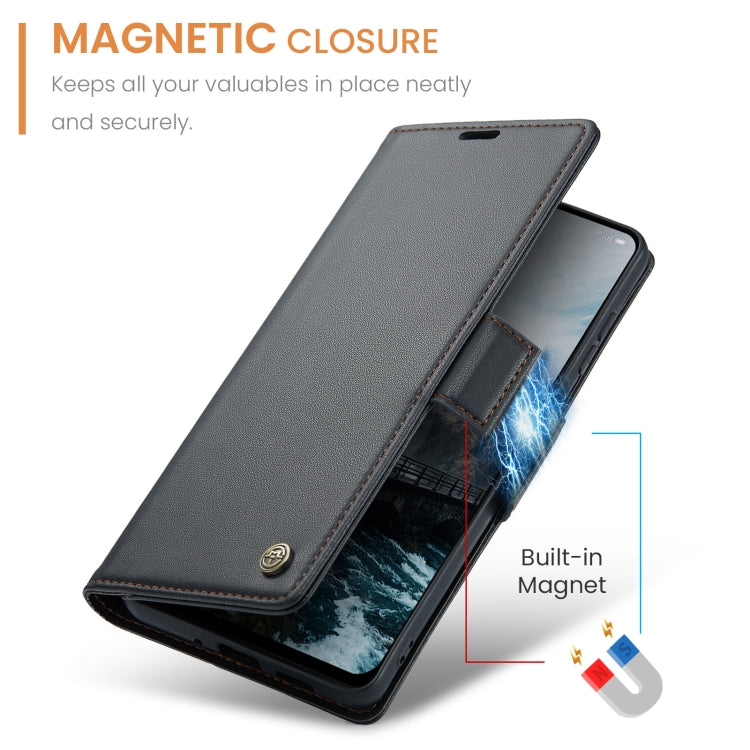 For OPPO Reno12 5G Global CaseMe 023 Butterfly Buckle Litchi Texture RFID Anti-theft Leather Phone Case(Black) - OPPO Cases by CaseMe | Online Shopping South Africa | PMC Jewellery | Buy Now Pay Later Mobicred