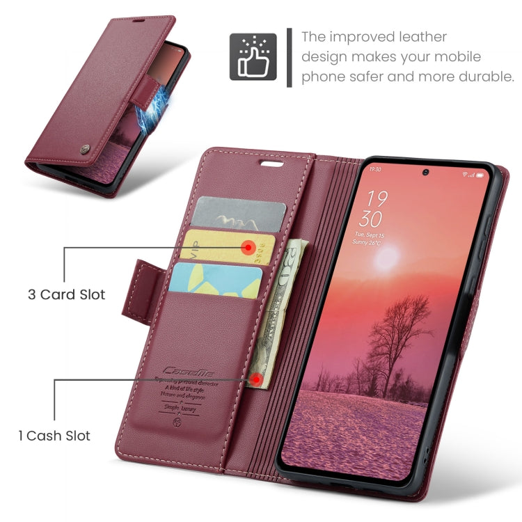 For OPPO Reno12 Pro 5G Global CaseMe 023 Butterfly Buckle Litchi Texture RFID Anti-theft Leather Phone Case(Red) - OPPO Cases by CaseMe | Online Shopping South Africa | PMC Jewellery | Buy Now Pay Later Mobicred