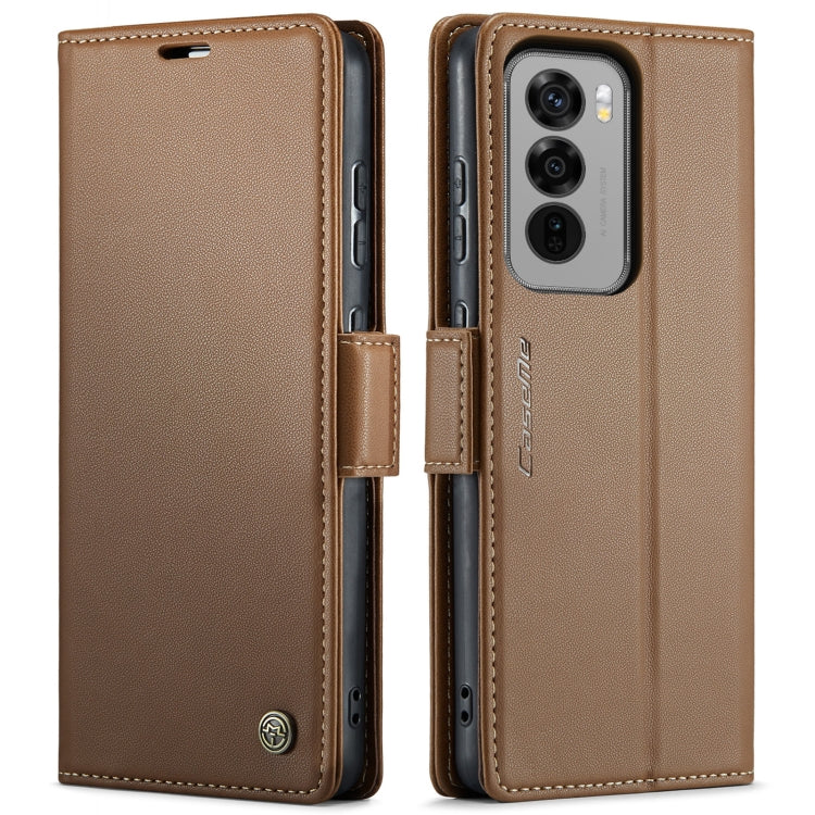 For OPPO Reno12 Pro 5G Global CaseMe 023 Butterfly Buckle Litchi Texture RFID Anti-theft Leather Phone Case(Brown) - free shipping - PMC Jewellery - Order now!