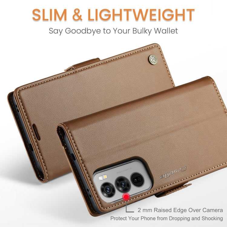 For OPPO Reno12 Pro 5G Global CaseMe 023 Butterfly Buckle Litchi Texture RFID Anti-theft Leather Phone Case(Brown) - free shipping - PMC Jewellery - Order now!