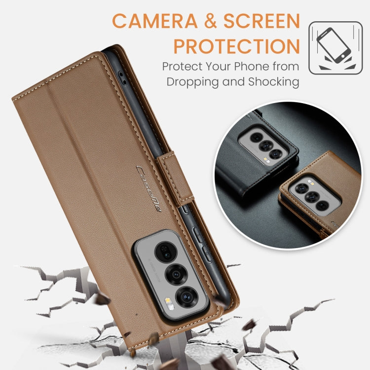 For OPPO Reno12 Pro 5G Global CaseMe 023 Butterfly Buckle Litchi Texture RFID Anti-theft Leather Phone Case(Brown) - free shipping - PMC Jewellery - Order now!