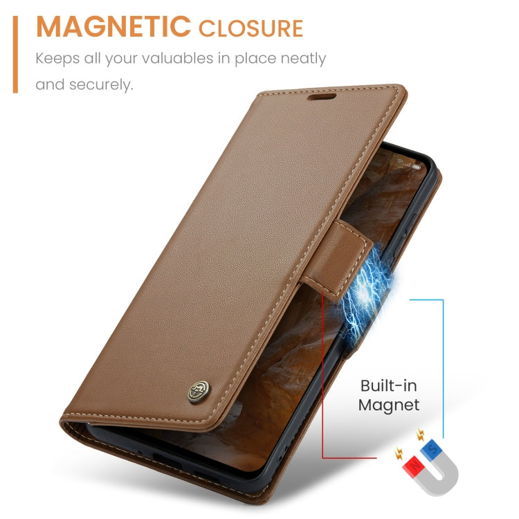 For OPPO Reno12 Pro 5G Global CaseMe 023 Butterfly Buckle Litchi Texture RFID Anti-theft Leather Phone Case(Brown) - free shipping - PMC Jewellery - Order now!