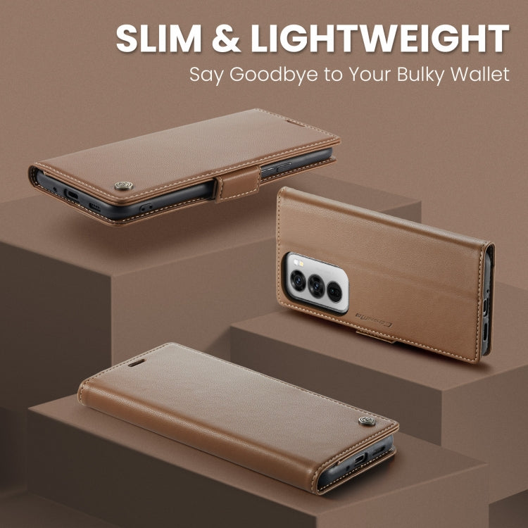 For OPPO Reno12 Pro 5G Global CaseMe 023 Butterfly Buckle Litchi Texture RFID Anti-theft Leather Phone Case(Brown) - free shipping - PMC Jewellery - Order now!