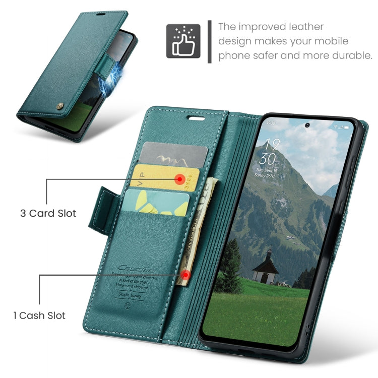 For OPPO Reno12 F /12 FS 5G CaseMe 023 Butterfly Buckle Litchi Texture RFID Anti-theft Leather Phone Case(Green) - OPPO Cases by CaseMe | Online Shopping South Africa | PMC Jewellery | Buy Now Pay Later Mobicred