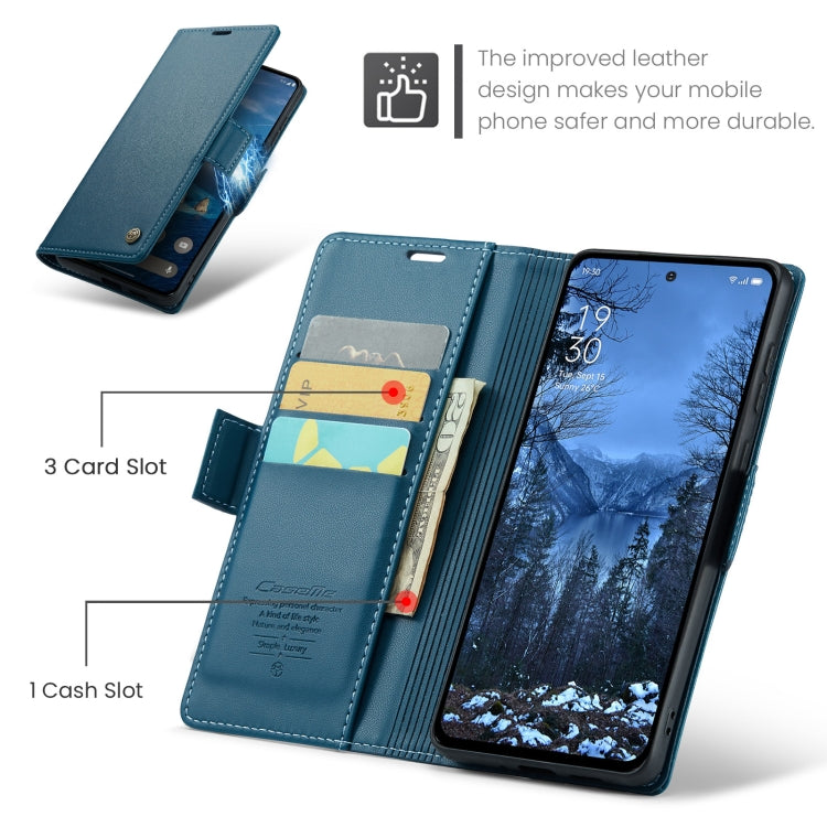 For OPPO Reno12 F /12 FS 5G CaseMe 023 Butterfly Buckle Litchi Texture RFID Anti-theft Leather Phone Case(Blue) - OPPO Cases by CaseMe | Online Shopping South Africa | PMC Jewellery | Buy Now Pay Later Mobicred