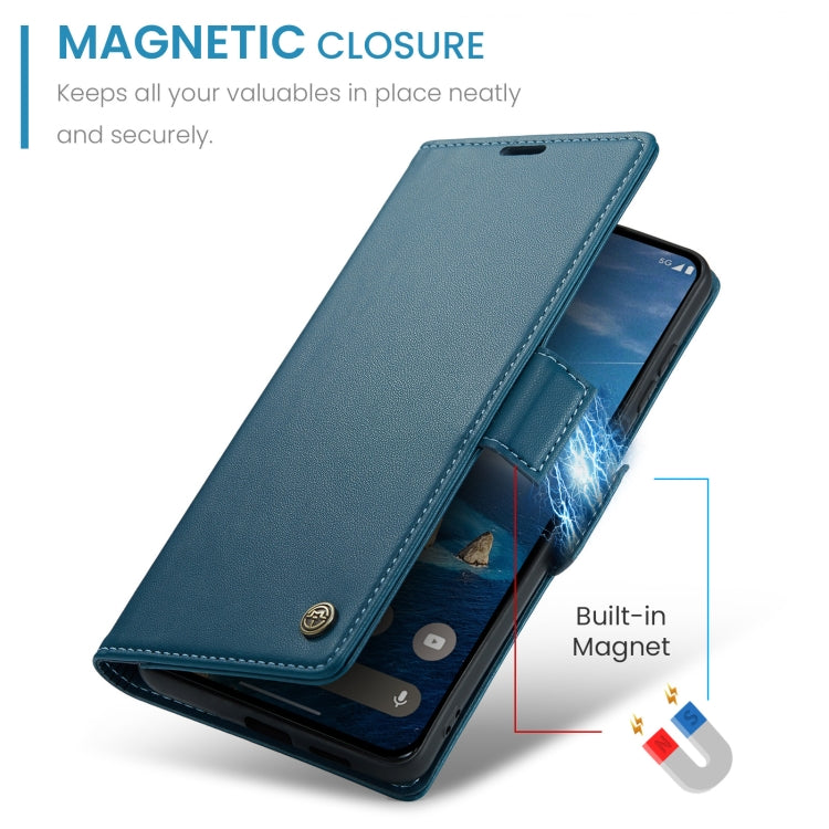 For OPPO Reno12 F /12 FS 5G CaseMe 023 Butterfly Buckle Litchi Texture RFID Anti-theft Leather Phone Case(Blue) - OPPO Cases by CaseMe | Online Shopping South Africa | PMC Jewellery | Buy Now Pay Later Mobicred