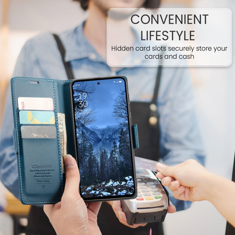For OPPO Reno12 F /12 FS 5G CaseMe 023 Butterfly Buckle Litchi Texture RFID Anti-theft Leather Phone Case(Blue) - OPPO Cases by CaseMe | Online Shopping South Africa | PMC Jewellery | Buy Now Pay Later Mobicred
