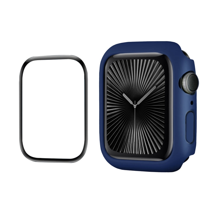 For Apple Watch Series 10 42mm ENKAY Hat-Prince 2 in 1 Solid Color PC Watch Case with Full Coverage PMMA Soft Film(Dark Blue) - free shipping - PMc TechLife - Order now!
