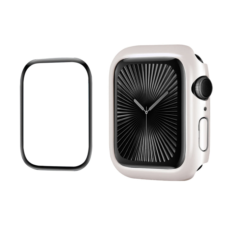 For Apple Watch Series 10 42mm ENKAY Hat-Prince 2 in 1 Solid Color PC Watch Case with Full Coverage PMMA Soft Film(Silver) - free shipping - PMc TechLife - Order now!