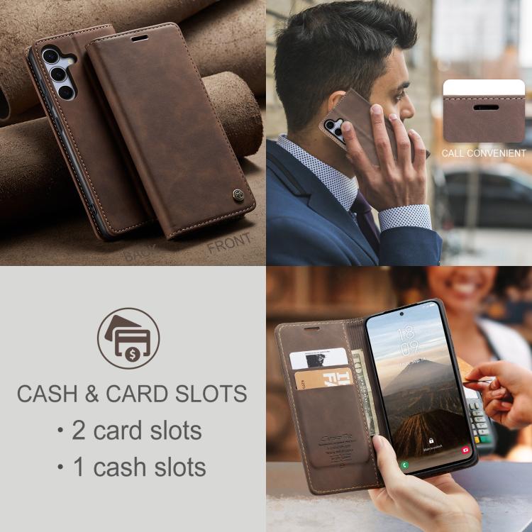 For Samsung Galaxy S25 5G CaseMe 013 Multifunctional Horizontal Flip Leather Phone Case(Coffee) - free shipping - PMC Jewellery - Order now!