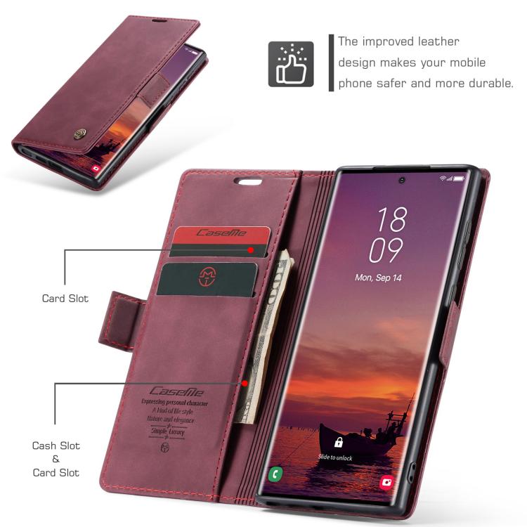 For Samsung Galaxy S25 Ultra 5G CaseMe 013 Multifunctional Horizontal Flip Leather Phone Case(Red) - free shipping - PMC Jewellery - Order now!