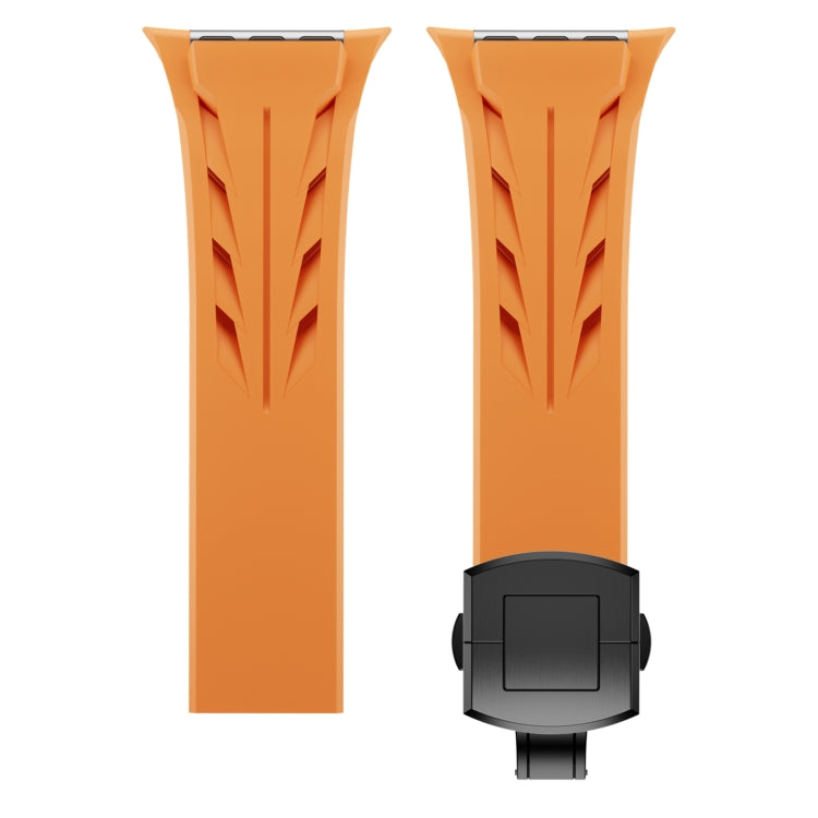 For Apple Watch 44mm / 45mm / 46mm / 49mm Tailor Stainless Steel Black Butterfly Buckle Silicone Watch Band(White) - free shipping - PMC TechLife - Order now!
