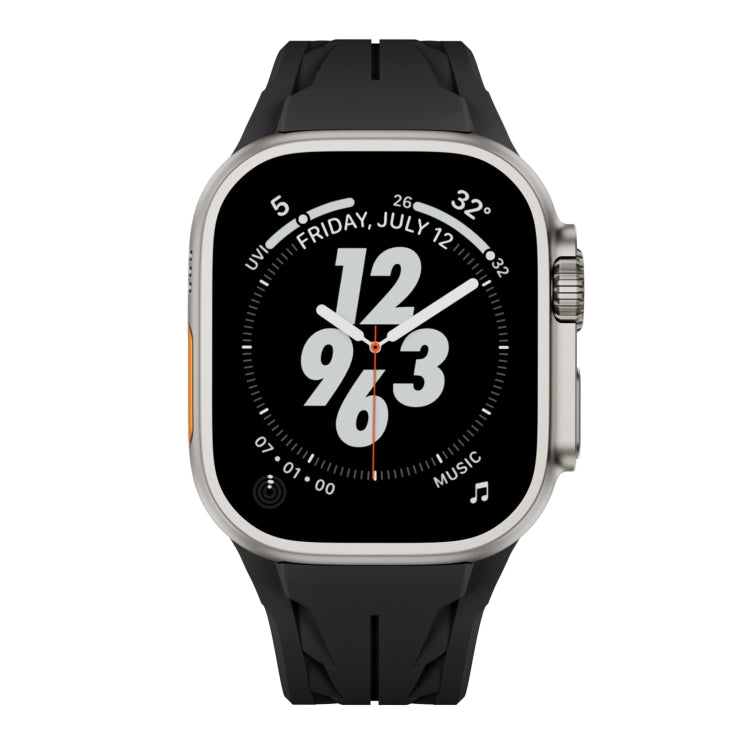 For Apple Watch 44mm / 45mm / 46mm / 49mm Tailor Stainless Steel Silver Butterfly Buckle Silicone Watch Band(Black) - free shipping - PMC TechLife - Order now!