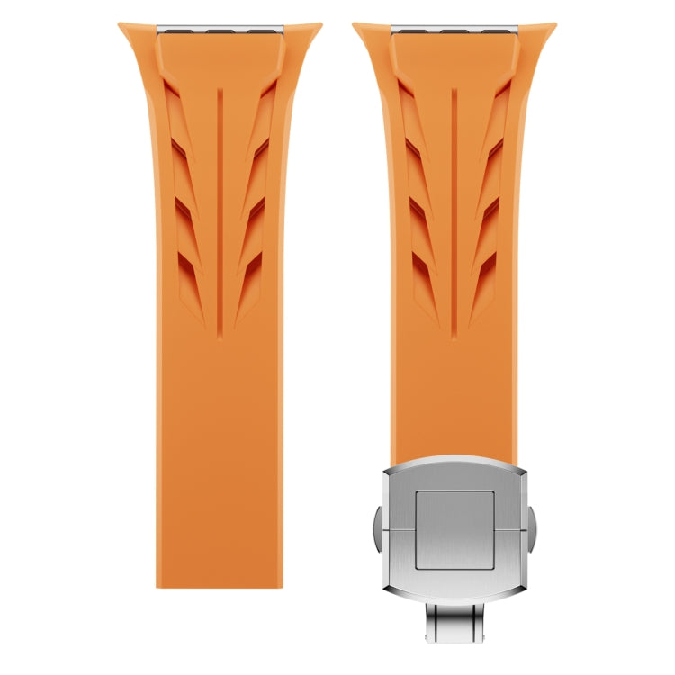 For Apple Watch 44mm / 45mm / 46mm / 49mm Tailor Stainless Steel Silver Butterfly Buckle Silicone Watch Band(Red) - free shipping - PMC TechLife - Order now!
