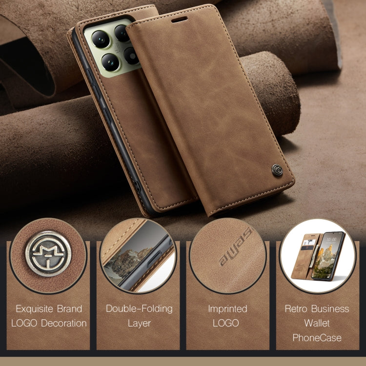 For Xiaomi 14T CaseMe 013 Multifunctional Horizontal Flip Leather Phone Case(Brown) - free shipping - PMC Jewellery - Order now!