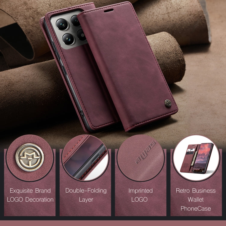 For Xiaomi 14T Pro CaseMe 013 Multifunctional Horizontal Flip Leather Phone Case(Red) - free shipping - PMC Jewellery - Order now!