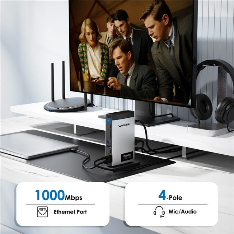WAVLINK WL-UMD26 11 in 1 140W PD 3.1 USB-C 8K Displayport Charging Docking Station - free shipping - PMC TechLife - Order now!