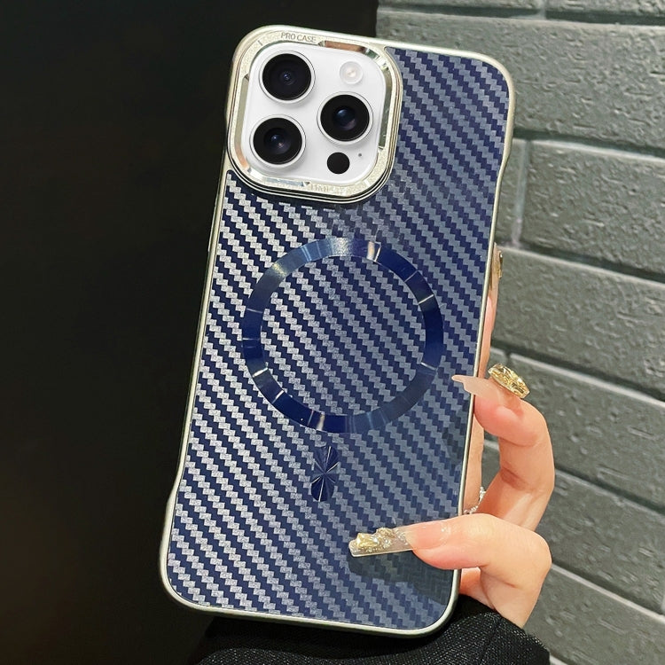 For iPhone 16 Pro AG Carbon Fiber Frameless MagSafe Phone Case(Blue) - iPhone 16 Pro Cases by PMc TechLife | Online Shopping South Africa | PMc TechLife | Buy Now Pay Later Mobicred